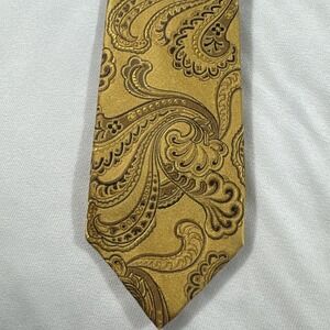 Vtg ROBERT TALBOTT Best of‎ Class Italy Silk Necktie Designer Paisley Yellow EUC